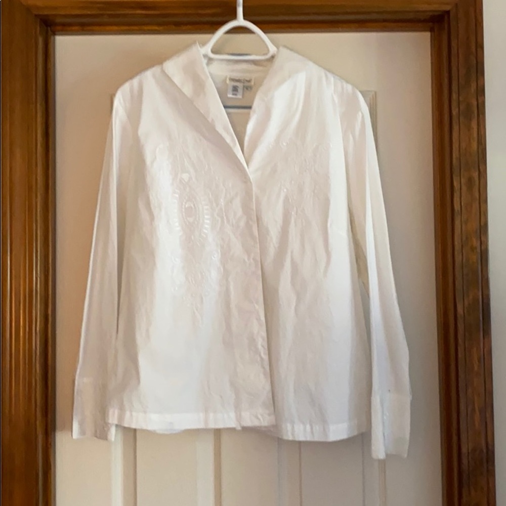 ColdWater Creek 1X White Cotton Dress Shirt